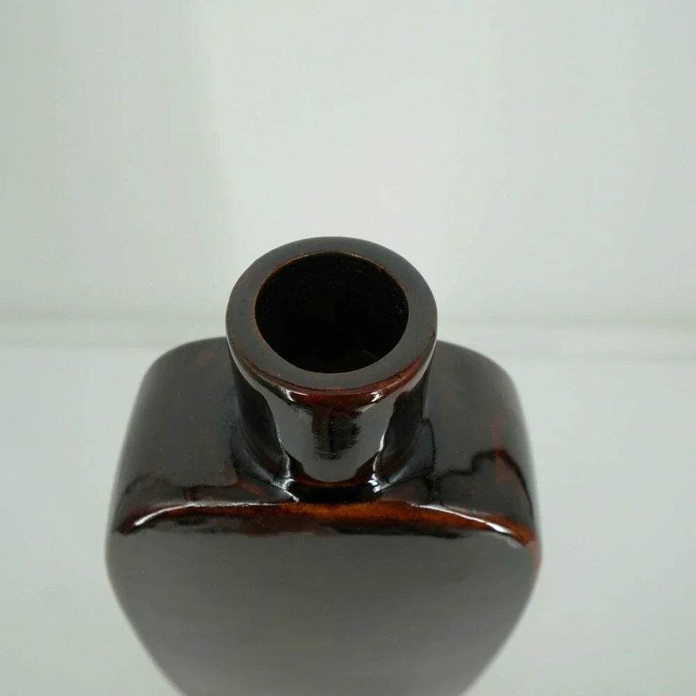 Pier 1 Imports Pagoda Vase Large Brown Ceramic Chinoiserie Asian Modern Decor